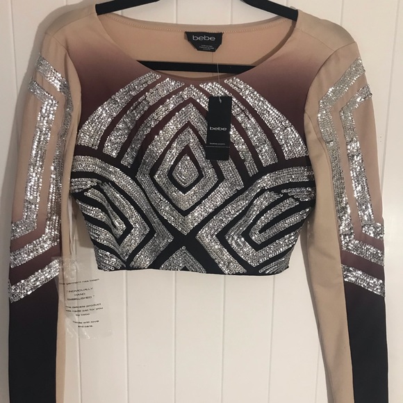 bebe Tops - Gorgeous. NWT. Bebe crop. Hand embellished.